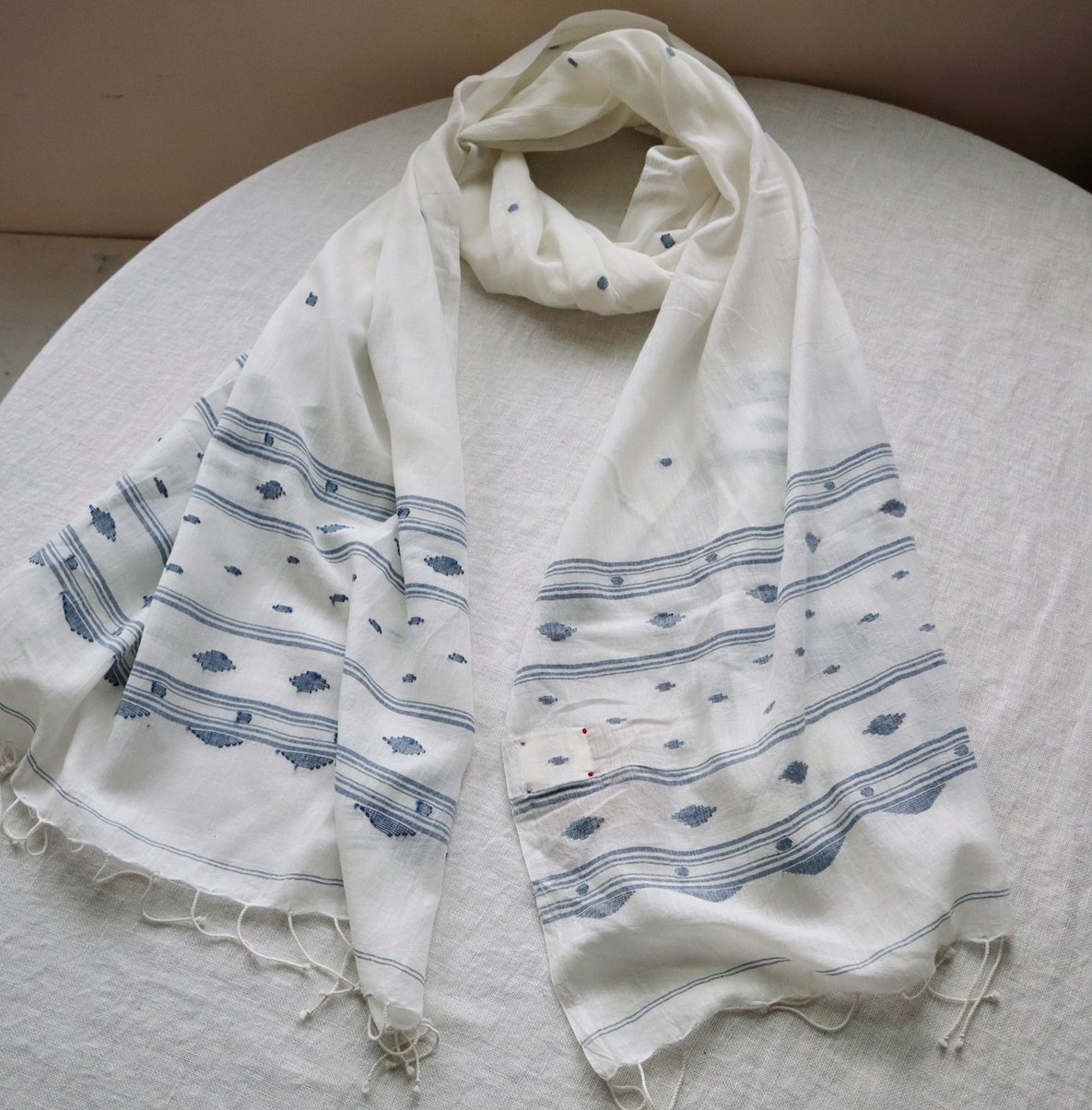 印度古法製作棉圍巾 白藍